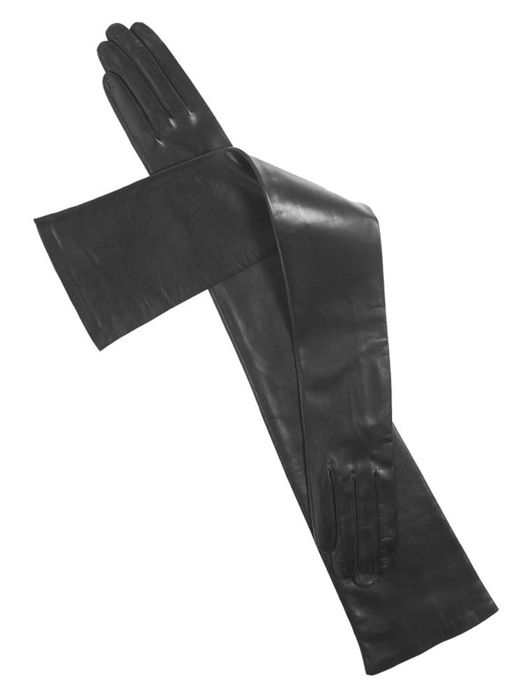 lady real sheep leather super long shoulder long leather gloves black 201020