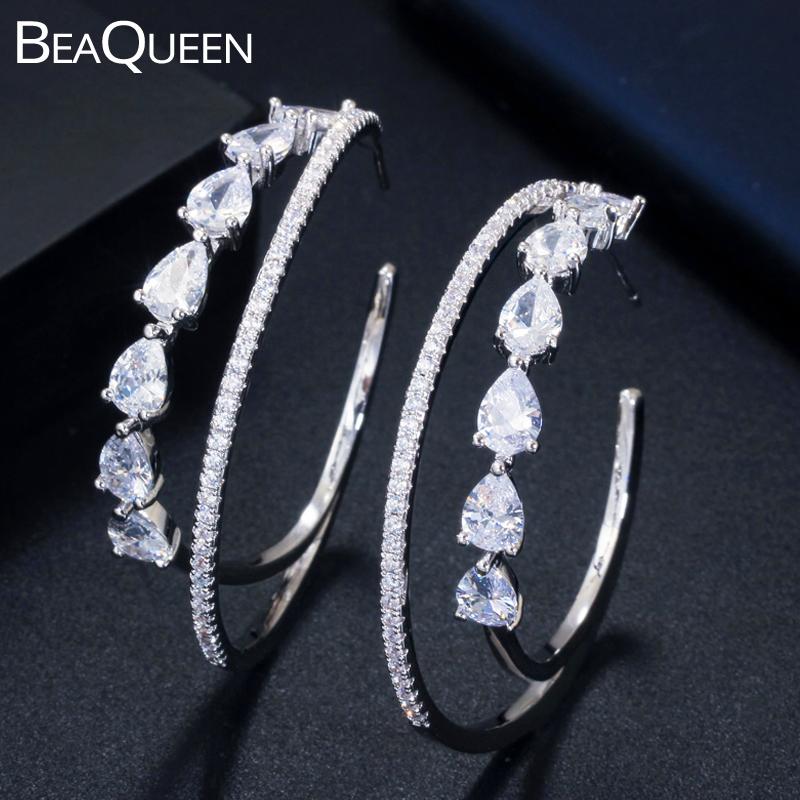 BeaQueen Classic Water Drop Cubic Zircon Stones Paved Big Double Circle Round Hoop Earrings Fashion Party Jewelry for Women E327
BeaQueen Classic Water Drop Cubic Zircon Stones Paved Big Double Circle Round Hoop Earrings Fashion Party Jewelry for Women E327