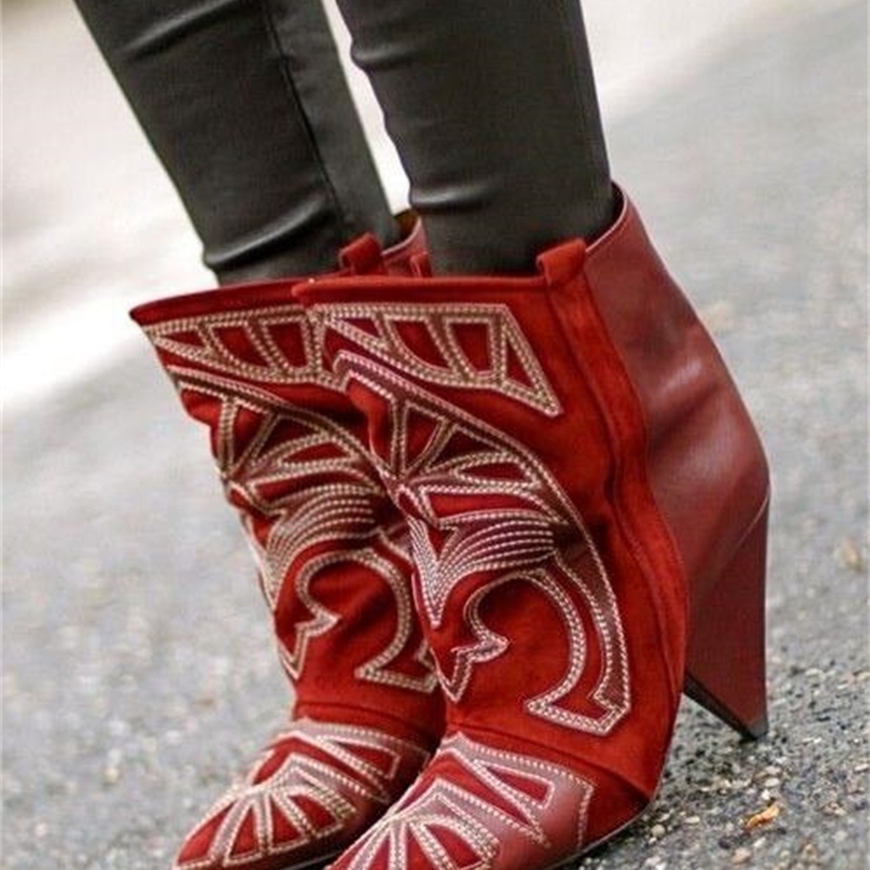 2020 Red Ankle Embroidered Suede Cowboy Boots, Women's, for the Fall 4r1j, The picture
2020 Red Ankle Embroidered Suede Cowboy Boots, Women's, for the Fall 4r1j, The picture