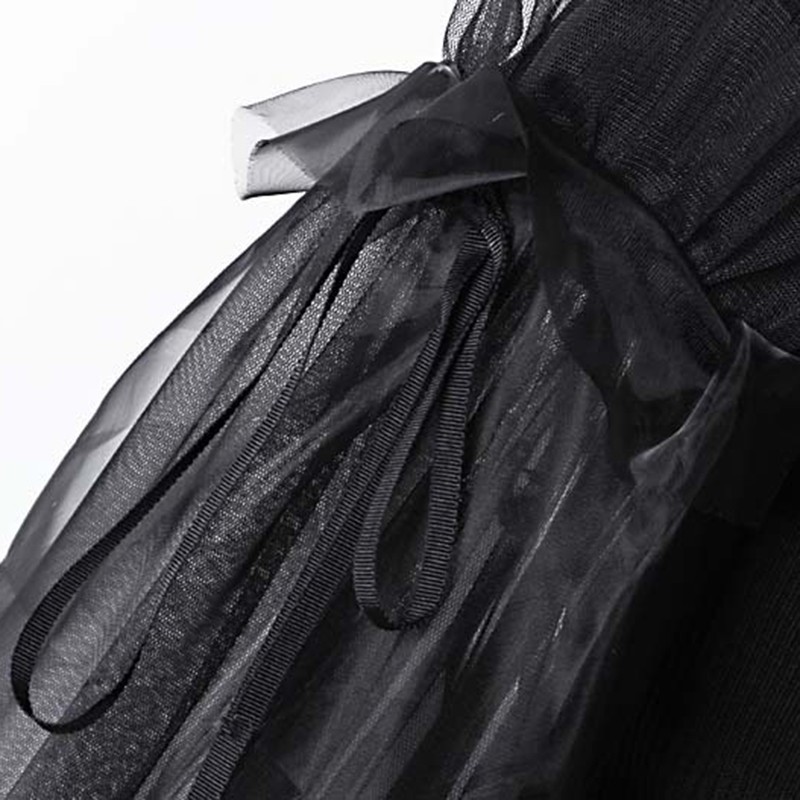 TWOTWINSTYLE Patchwork Sweater Women Turtleneck Puff Long Sleeve Ruffle Hem Knitting Pullover Tops Female Spring Korean 201223