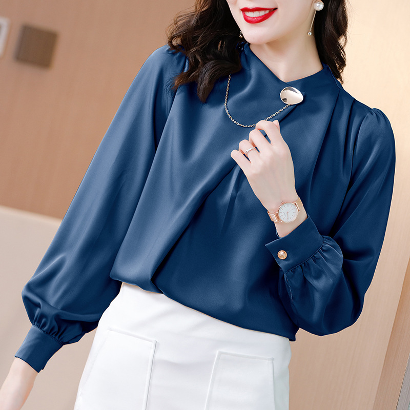 Simple basic round neck long sleeve T-shirt for women Korean version design feeling irregular fold wear loose bottom shirt 5244, White
Simple basic round neck long sleeve T-shirt for women Korean version design feeling irregular fold wear loose bottom shirt 5244, White