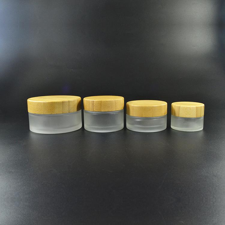 50pcs *50g cosmetic bamboo lid glass jar, 50g face cream frost glass jar with bamboo lid