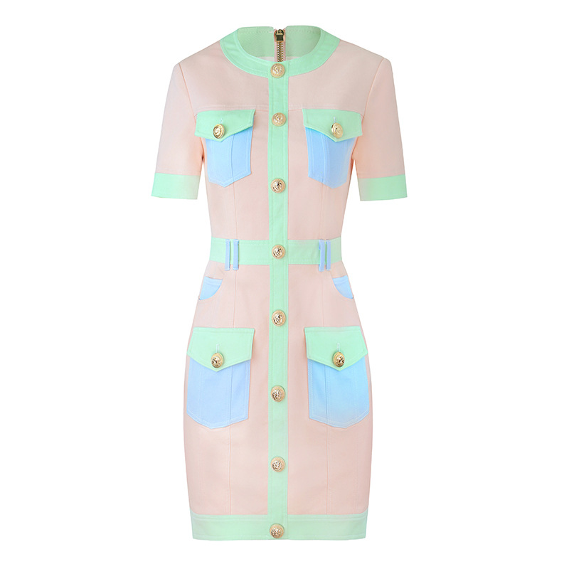 New Sexy Women Milan Runway Dresses Short Sleeve Crew Neck Gold Buttons Slim Midi Long high qualily Female Fashion Party Dress, Multi
New Sexy Women Milan Runway Dresses Short Sleeve Crew Neck Gold Buttons Slim Midi Long high qualily Female Fashion Party Dress, Multi