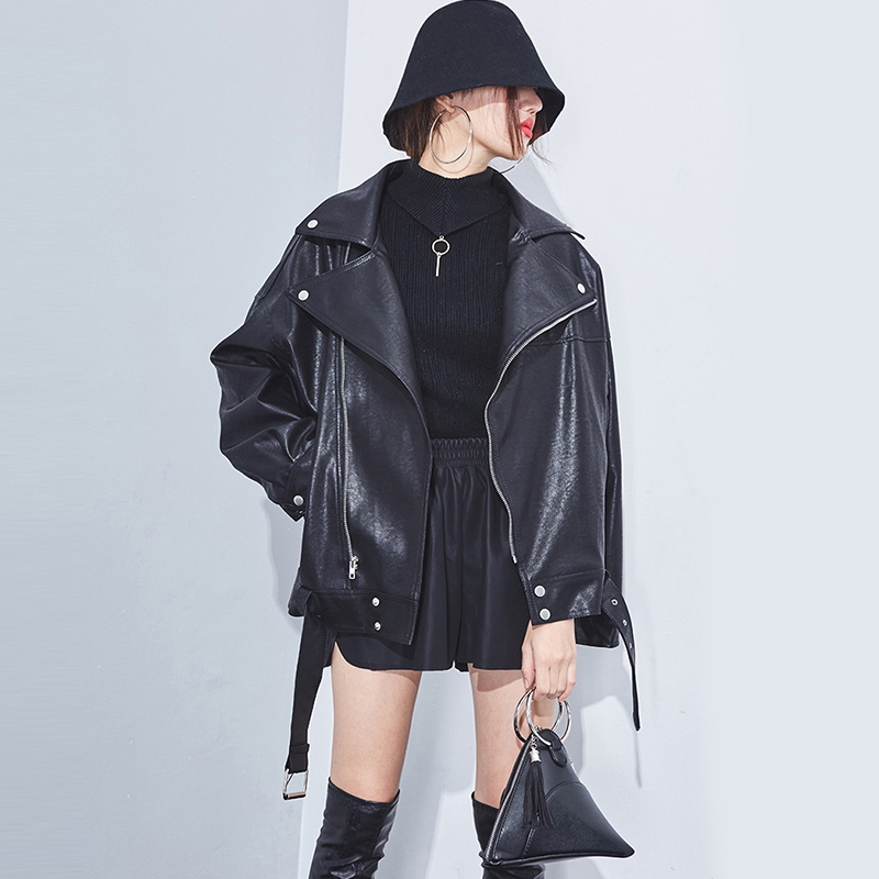 2021 New Spring of the Female Plutonium with a Solid Leather Belt Ladys Loose Casual Jacket Outwear I6BX, Black 
2021 New Spring of the Female Plutonium with a Solid Leather Belt Ladys Loose Casual Jacket Outwear I6BX, Black