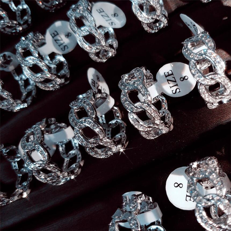 Sier Hip Hop Ring: Pave White Sapphire CZ Dia Wedding Band