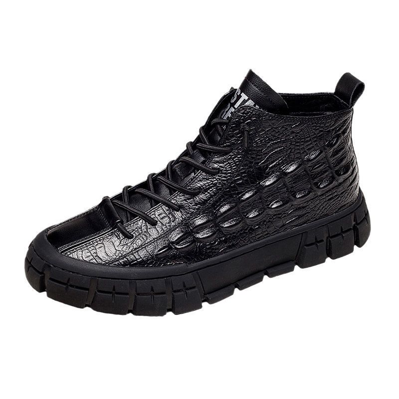 Winter Cotton Boots High Quality Men With Fleece Top Crocodile Leisure Shoes Outdoor Personality Comfortable Non-Slip
