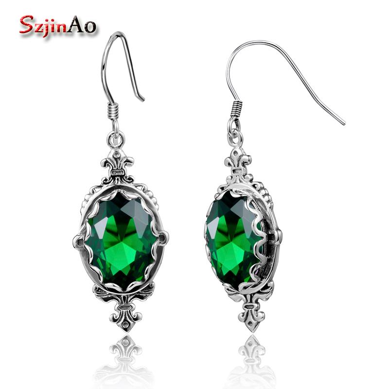 Dangle & Chandelier Szjinao 925 Sterling Silver Earrings For Women Green Emerald Gemstone Oval Antique Wedding Engagement Fashion Jewelry
Dangle & Chandelier Szjinao 925 Sterling Silver Earrings For Women Green Emerald Gemstone Oval Antique Wedding Engagement Fashion Jewelry