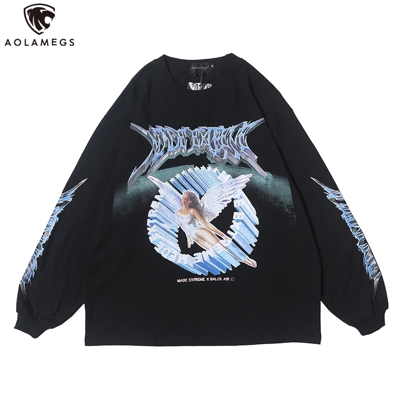 Aolamegs Sweatshirt Men Cute Printed Men Pullover Casual Style Ancient Culture Painting O-neck Baggy All-match Cozy Streetwear 201114