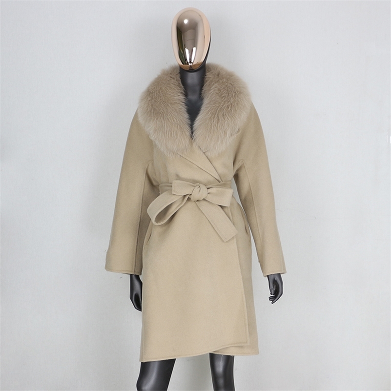 FURBELIEVE 2020 Real Fur Coat Winter Jacket Women Loose Natural Fox Fur Collar Cashmere Wool Blends Outerwear Belt Streetwear LJ201128, White
FURBELIEVE 2020 Real Fur Coat Winter Jacket Women Loose Natural Fox Fur Collar Cashmere Wool Blends Outerwear Belt Streetwear LJ201128, White
