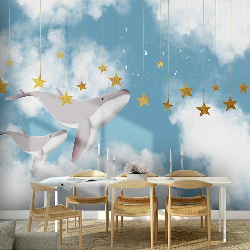 Custom 3D Photo Wallpaper Creative Hand Painted Sky White Clouds Cartoon Whale Stars Children Room Boys Bedroom Background Mural1, As pic
Custom 3D Photo Wallpaper Creative Hand Painted Sky White Clouds Cartoon Whale Stars Children Room Boys Bedroom Background Mural1, As pic
