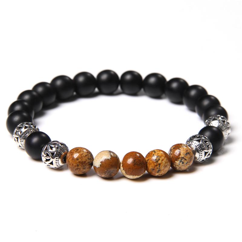 Beaded Bracelet 8mm Natural Stone Black Onyx Beads Men Bracelet Round Metal Alloy Ball Charm Jewelry for Women Men Gift
Beaded Bracelet 8mm Natural Stone Black Onyx Beads Men Bracelet Round Metal Alloy Ball Charm Jewelry for Women Men Gift