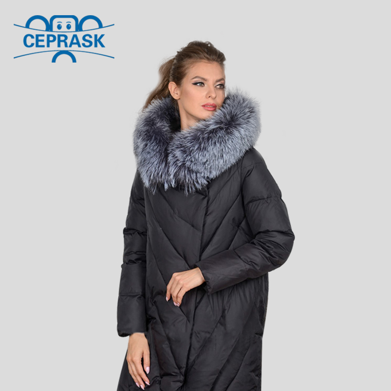 Winter Coat Women's Jacket Plus Size Long Hoodie Warm Women Winter Down Jacket Raccoon Fur BiologicalDown Female Parka 201017