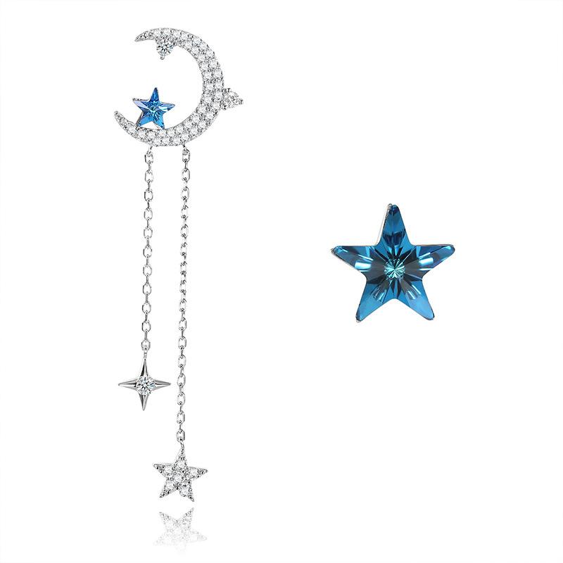925 Sterling Silver Earrings Crystal Moon Star Tassel Earrings Female Long
925 Sterling Silver Earrings Crystal Moon Star Tassel Earrings Female Long