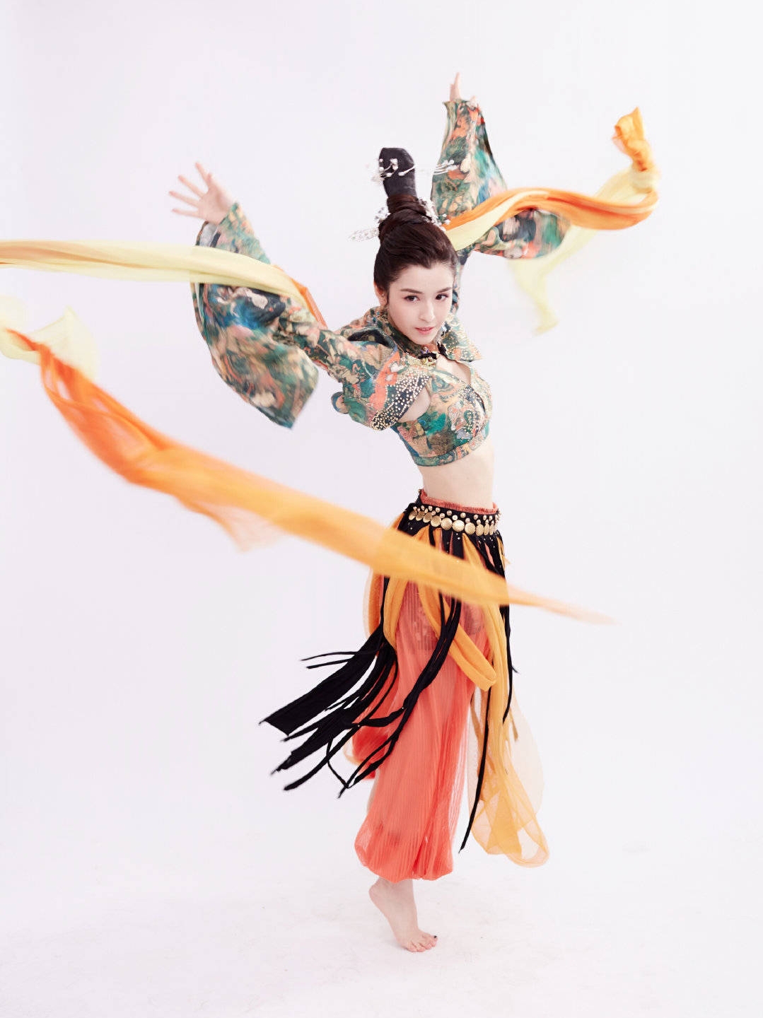 Hanikizi Ethnic Dance Costume dream Dunhuang flying fairy dance performance Outfit exotic style ancient China costume hanfu