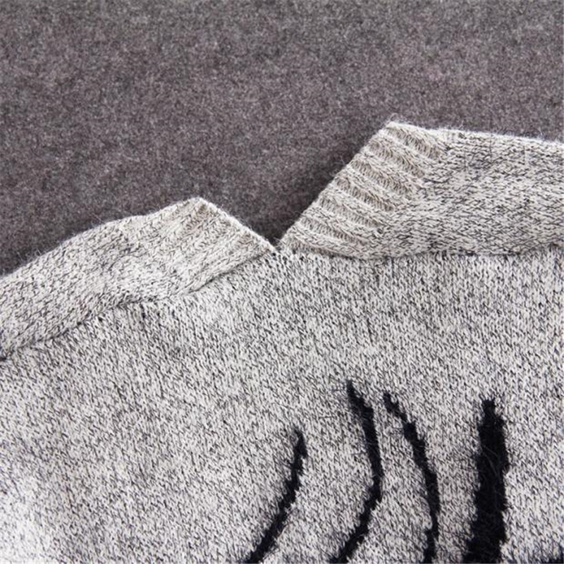 2019 European Big Spring Autumn Abstract Pattern Loose Bat Sleeve Women Long Cardigan Sweater Thick Sweater Coat Female T200319