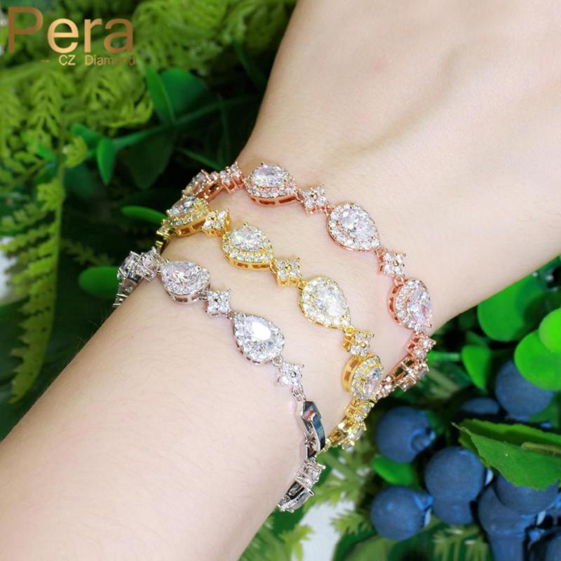 Pera Classic Sparkling CZ Crystal Gold Color Water Drop Link Chain Bracelets Bangle for Bridal Wedding Jewelry Accessories B193
Pera Classic Sparkling CZ Crystal Gold Color Water Drop Link Chain Bracelets Bangle for Bridal Wedding Jewelry Accessories B193