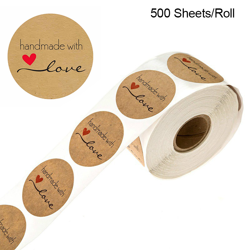 500 Sheets/Roll Round Labels Thank You Packaging Sticker for Candy Bag Gift Box Packing Bag Christmas Party Wedding Decoration
