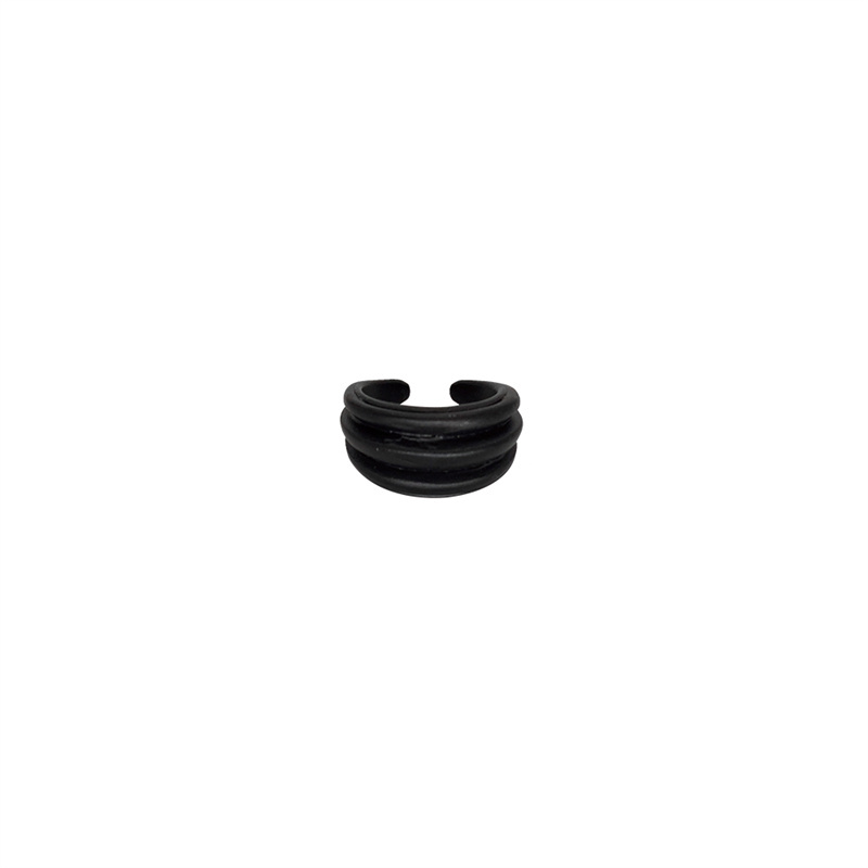 Original Niche Design Black Gully Texture Ring Men And Women Hip Hop Fashion Street Dark Jewelry Accessories