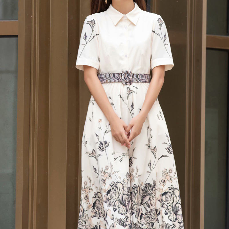 Summer Print Floral Short Sleeve Belt Elegant Pocket Temperament Mid-length Shirt of Women High Quality Clothes Rrx2, Multiple
Summer Print Floral Short Sleeve Belt Elegant Pocket Temperament Mid-length Shirt of Women High Quality Clothes Rrx2, Multiple