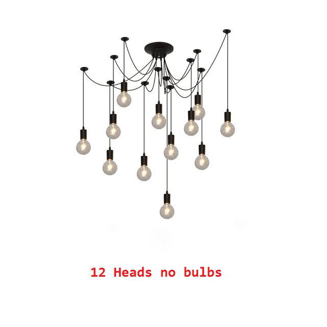 LED Chandelier DIY Art Spider Ceiling Lamp Fixture Light Hanging Nordic Retro Edison Bulb Vintage Loft Antique