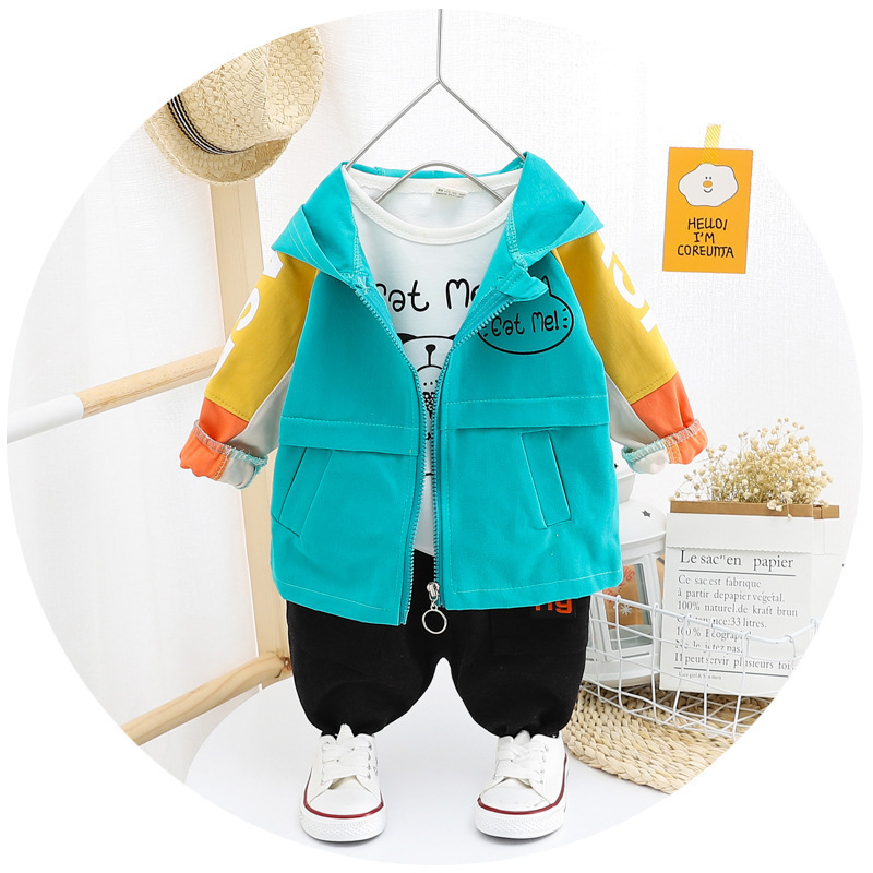 2020 Autumn Clothing New Style CHILDREN'S Three-piece Suit Long Sleeve Cartoon Animals CHILDREN'S Suit Korean-style Cute StyleX1019