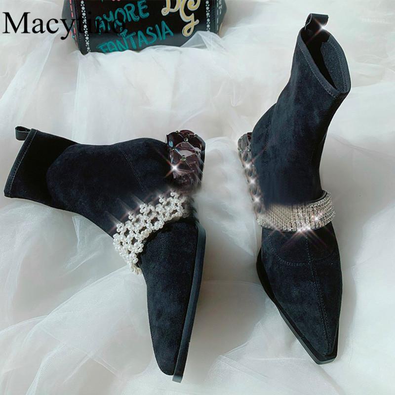 One shoe two boots winter women's high-heeled boots pearl lace-up pointed mid-heel fashionable high-heeled1, Black
One shoe two boots winter women's high-heeled boots pearl lace-up pointed mid-heel fashionable high-heeled1, Black
