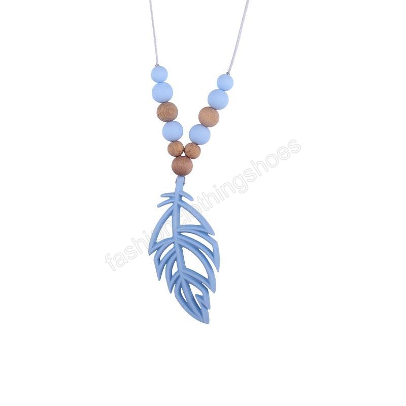 Silicone Leaves shape Teether necklace Baby tree leaf Teething Toy Nursing Soothers infant Chewable Sensory Teethers Pendant