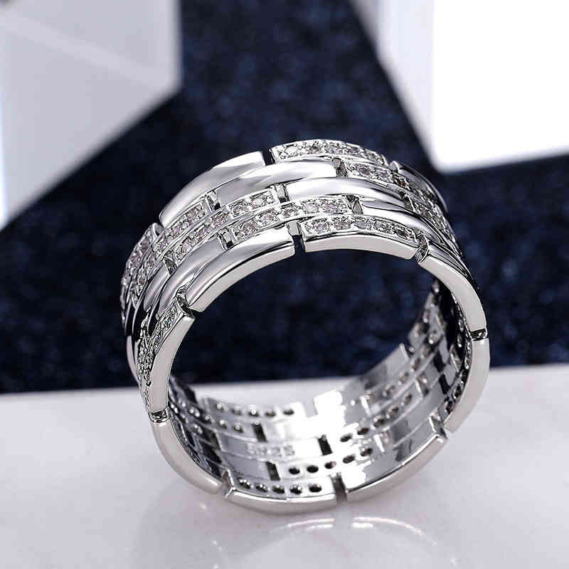 Vagzeb Fashion 925 Sterling Silver Couple Rings Inlaid Shiny Cz Stones Marriage Ring High Quality Male Female Jewelry Drop Ship