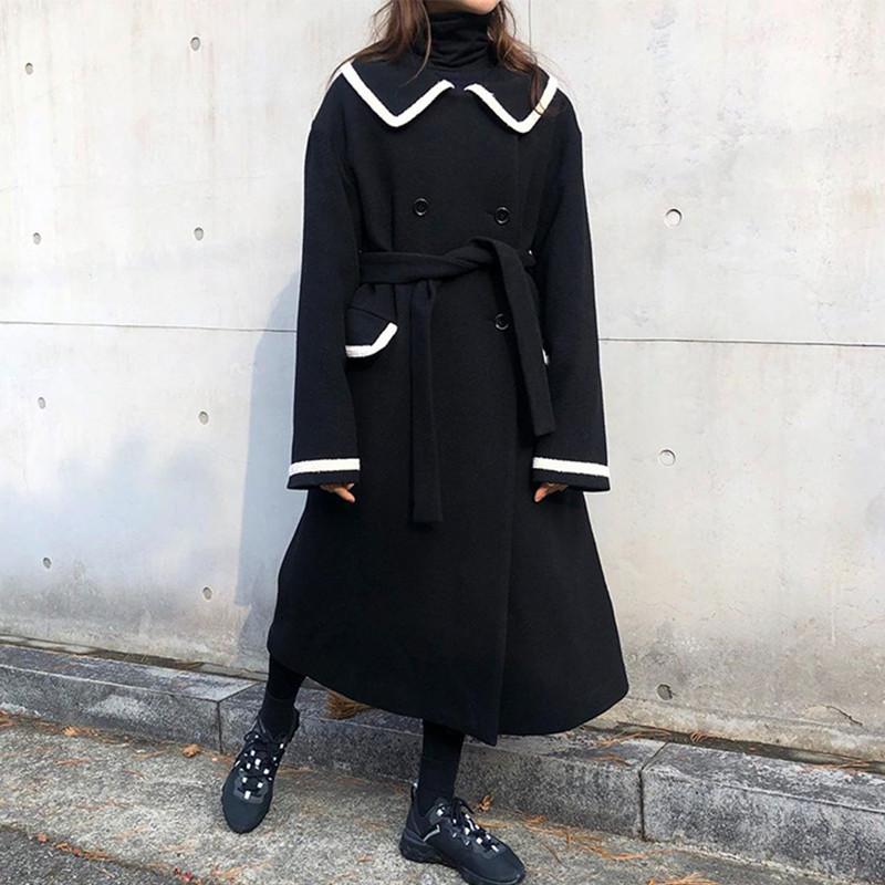 Winter French retro small fragrance long woolen coat black contrast baby collar Lapel coat belt, See chart
Winter French retro small fragrance long woolen coat black contrast baby collar Lapel coat belt, See chart
