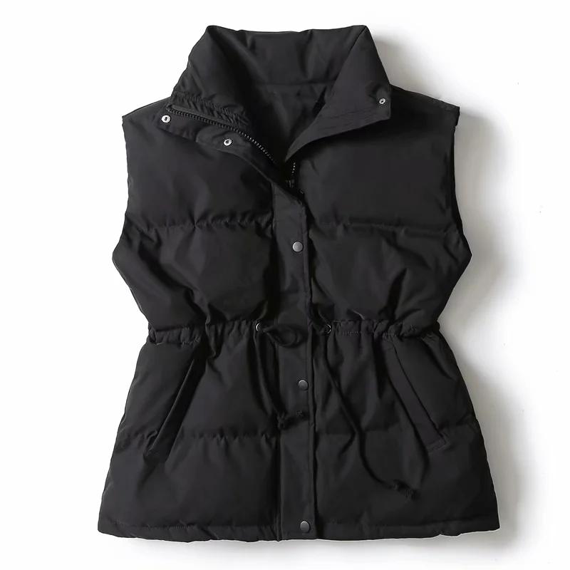 Womens new Vest Sleeveless Jacket Down Cotton Winter Waistcoat Korean Lace Solid Plus Size Autumn Women Vest Coat Gilet Femme