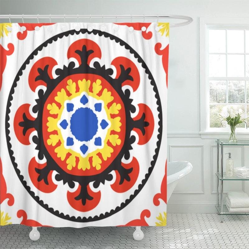 Suzani Ethnic Pattern Uzbek Turkish and Kazakh Motifs Shower Curtain Waterproof Polyester Fabric 60 x 72 Inches Set with Hooks
Suzani Ethnic Pattern Uzbek Turkish and Kazakh Motifs Shower Curtain Waterproof Polyester Fabric 60 x 72 Inches Set with Hooks