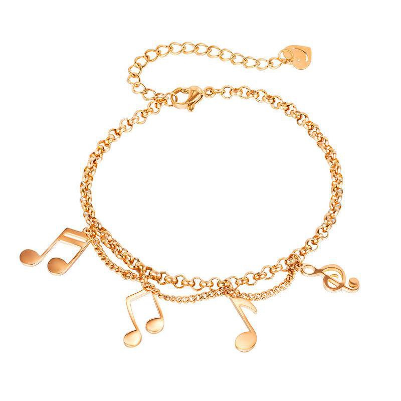 Fashion jewelry bracelet luxury designer musical notes titanium stainless steel link chain charm bracelet for woman girls students, Golden;silver
Fashion jewelry bracelet luxury designer musical notes titanium stainless steel link chain charm bracelet for woman girls students, Golden;silver