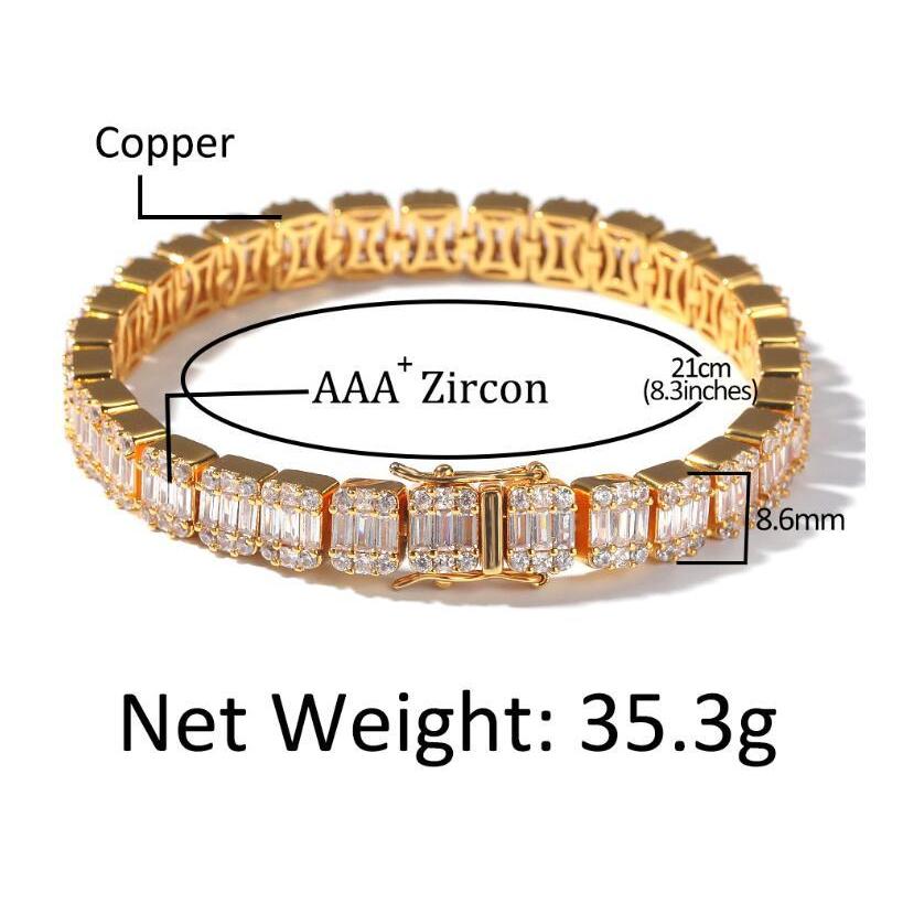 Paper Clip Coffee Bean Lock Clasp Link 78 Inch Bracelet Iced Out Zircon Bling Hip Hop Men Jewelry Gift Beaded Charms Bracelets P0