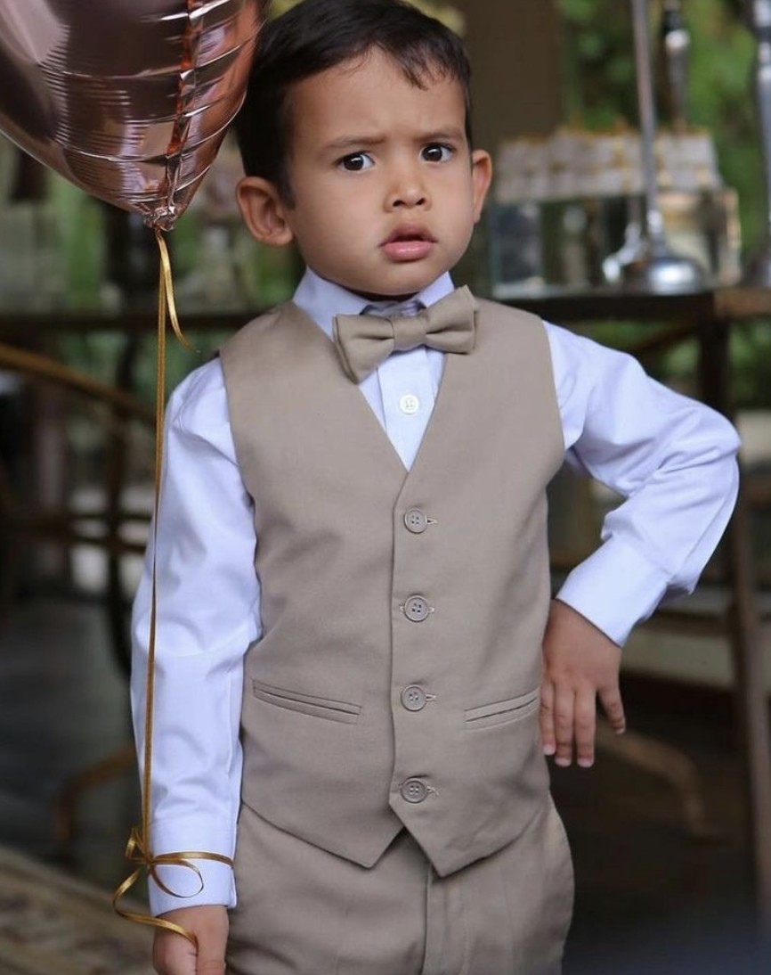 Ring Bearer Boy's Formal Wear Vest +Pants for Tuxedos Children Clothing For Wedding Party Kids Suit Boy Set (Vest+Pants+Bow)