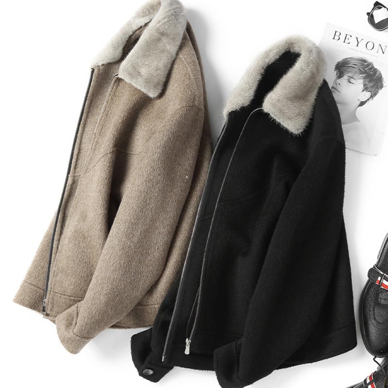Autumn and winter 2020 new Alpaca double-sided coat business Lapel short thickened high-end woolen coat man, Black 
Autumn and winter 2020 new Alpaca double-sided coat business Lapel short thickened high-end woolen coat man, Black