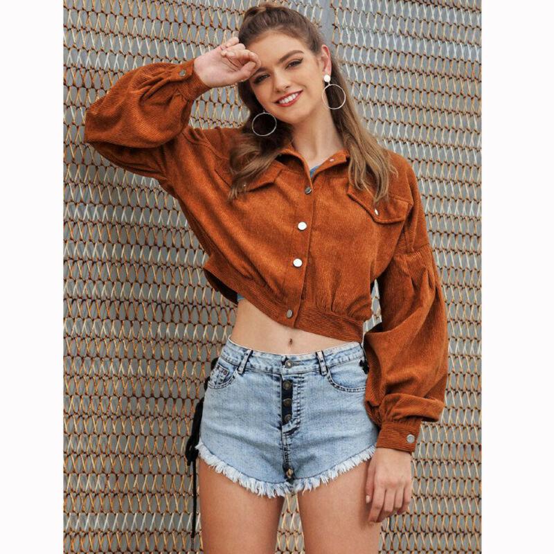 Women Corduroy Short Jacket Button Pocket Crop Coat Long Puff Sleeve OutWear Top, Brown
Women Corduroy Short Jacket Button Pocket Crop Coat Long Puff Sleeve OutWear Top, Brown