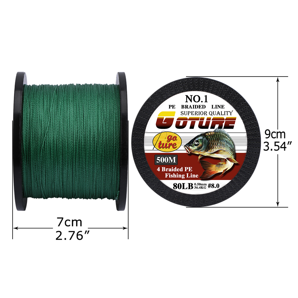 Goture 500M PE Braided Fishing Line 4 Strands Super Strong Multifilament Fishing Lines 12-80LB 201228