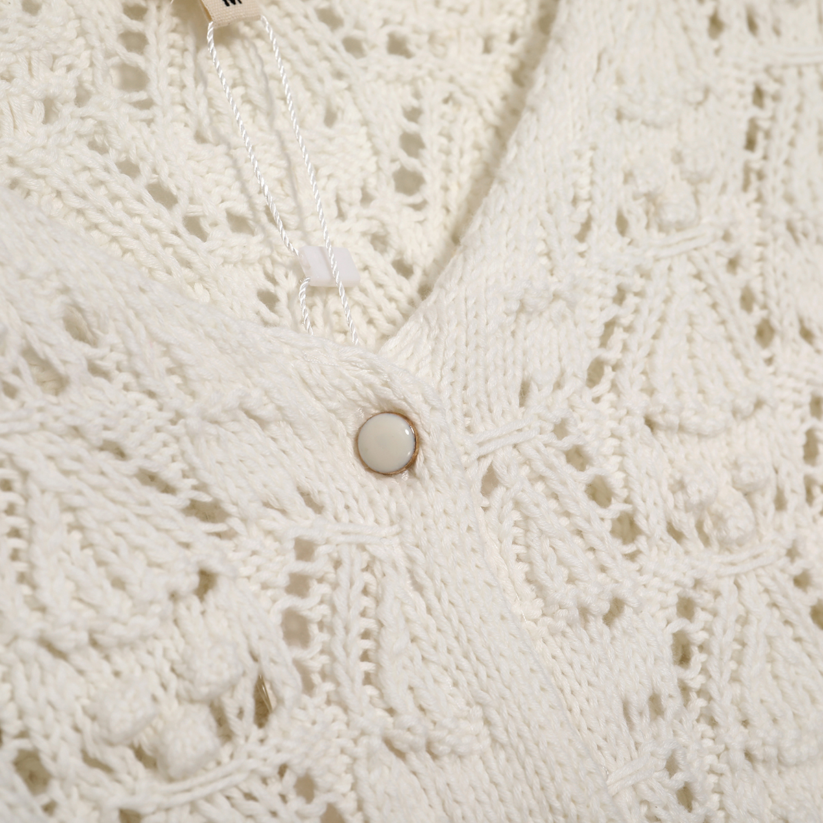 Annette Organic Cotton Jumper Women Long Sleeve Hollow Out Patterned Knitted Cardigan Autumn Winter Vintage Warm Sweater 210204