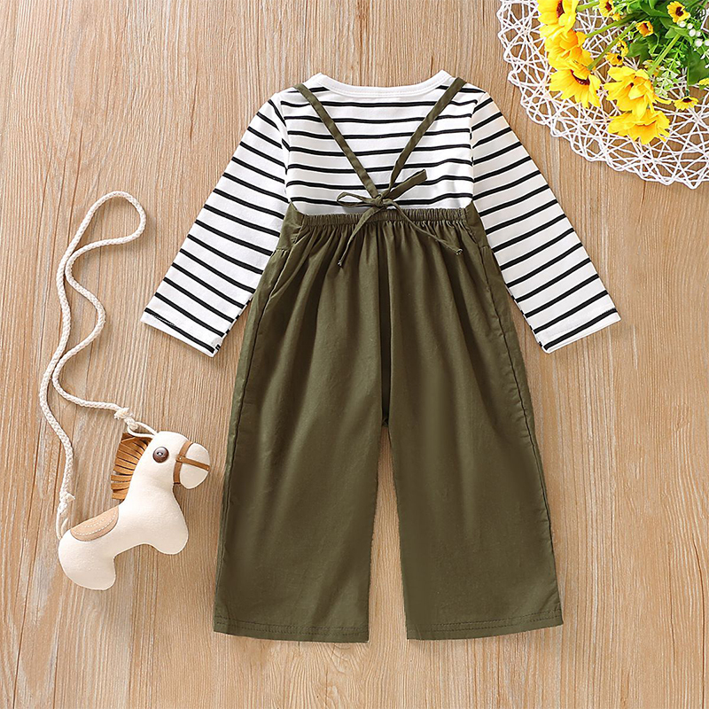 chifuna New Fall stripe T-shirt+overall 2pc Sets Toddler Girl Clothes Toddler Girl Outfits Babygirl Clothes Kids OutfitsX1019