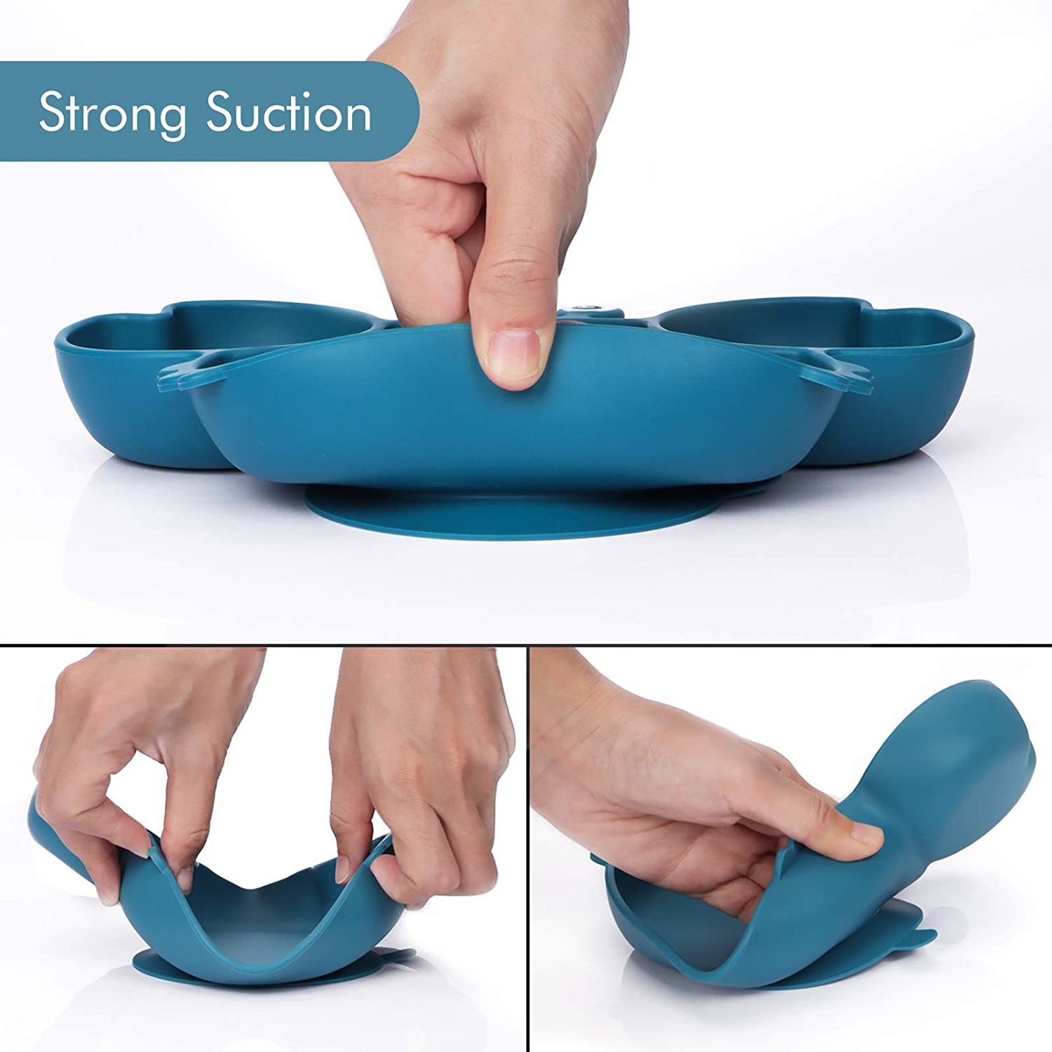 BPA Free Microwave Dishwasher Safe Crab-shape Silicone Suction Plate for Toddlers Self Feeding Training Divided Plate Dish Bowl LJ201221