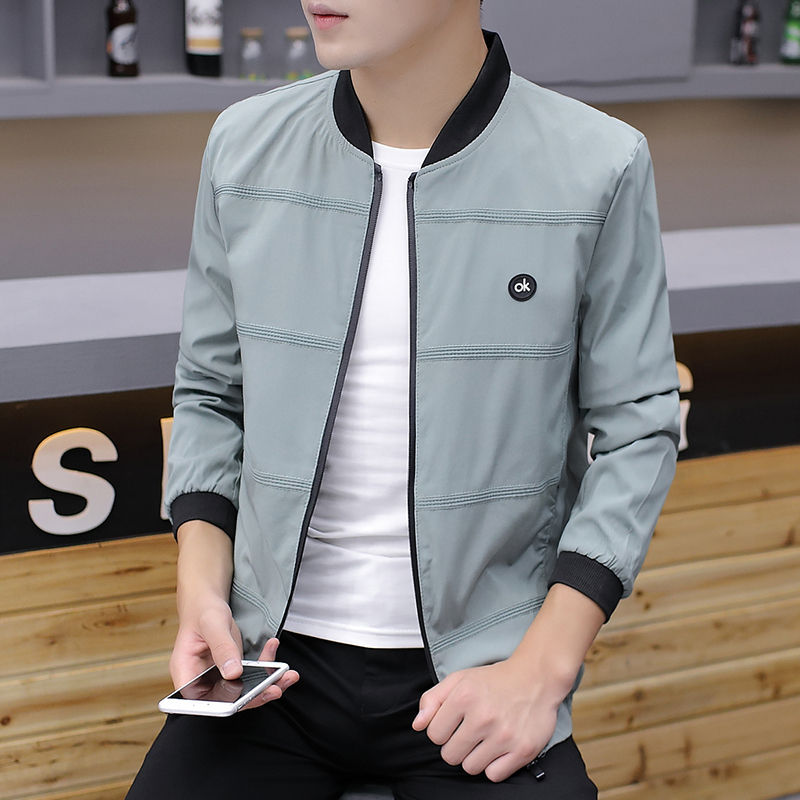spring Autumn jacket men orange black light navy 4 colors mens bomber jacket men fashion stripe jacket men 3xl slim fit 201104