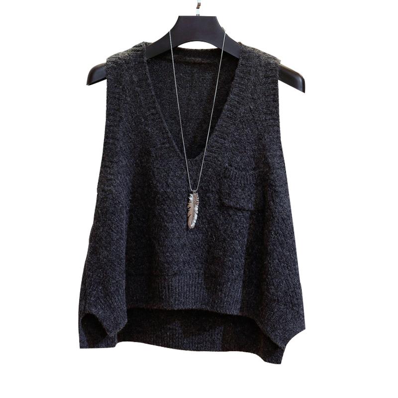 Loose Short Vest Female Sweater 2020 New Korean V-neck Knitted Waistcoat For Women Spring Gilet Sleeveless Vests Veste Femme, Dark grey
Loose Short Vest Female Sweater 2020 New Korean V-neck Knitted Waistcoat For Women Spring Gilet Sleeveless Vests Veste Femme, Dark grey