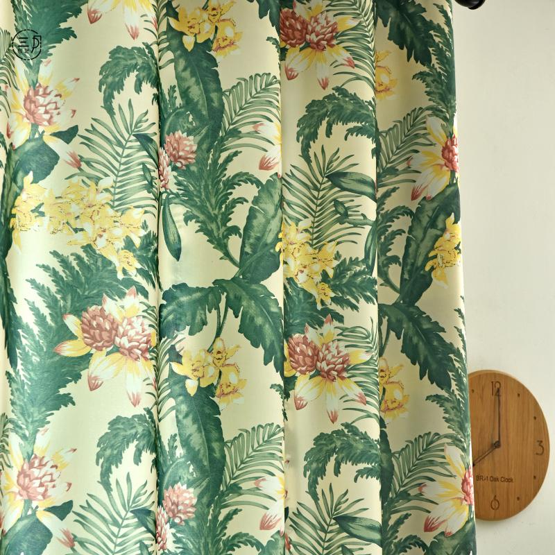 

American Country Style Curtains for Living Room Tropical Rainforest Curtains Idyllic Half Shade Bedroom Plant Flower, Tulle