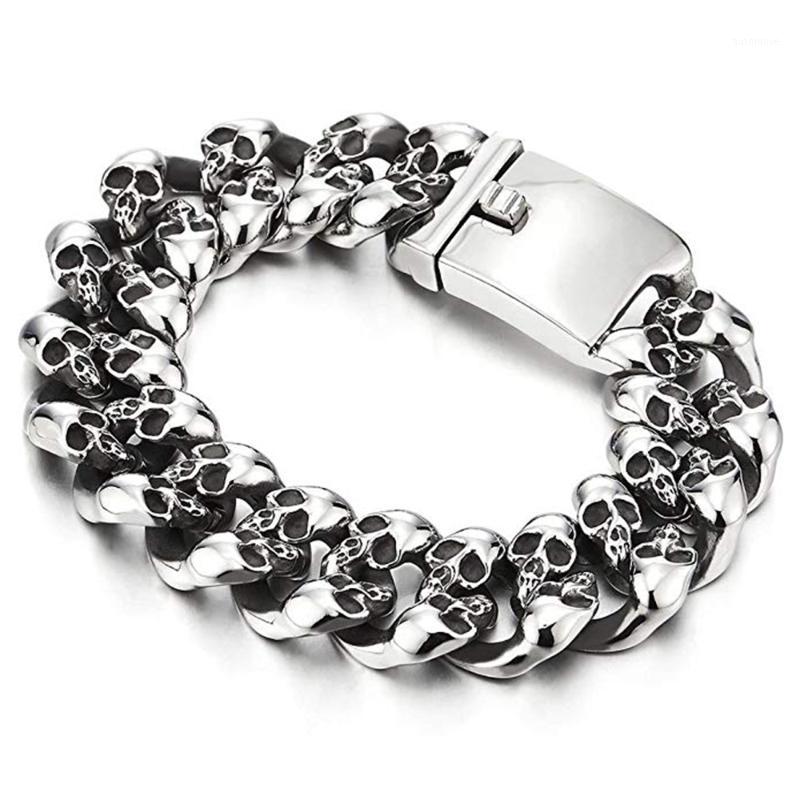 Punk Rock Mens Skull Bracelets &Bangles Hiphop Stainless Steel 15MM/19MM Heavy Ghost Biker Curb cuban Chain Bracelet Men Jewelry1
Punk Rock Mens Skull Bracelets &Bangles Hiphop Stainless Steel 15MM/19MM Heavy Ghost Biker Curb cuban Chain Bracelet Men Jewelry1
