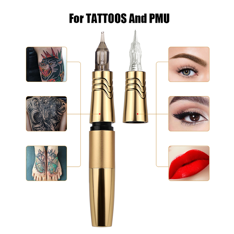 Dual Use PMU Tattoo Machine Permanent Makeup Machine RCA Golden Rotary Tattoo Pen with 2 Head Dual Type Needles Interface 220214