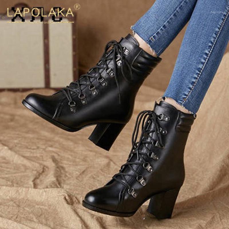 Lapolaka 2020 New Arrivals Cross-tied Ankle Boots Woman Shoes Chunky High Heels Black Brown Spring Autumn Shoes Ladies Boots1
Lapolaka 2020 New Arrivals Cross-tied Ankle Boots Woman Shoes Chunky High Heels Black Brown Spring Autumn Shoes Ladies Boots1