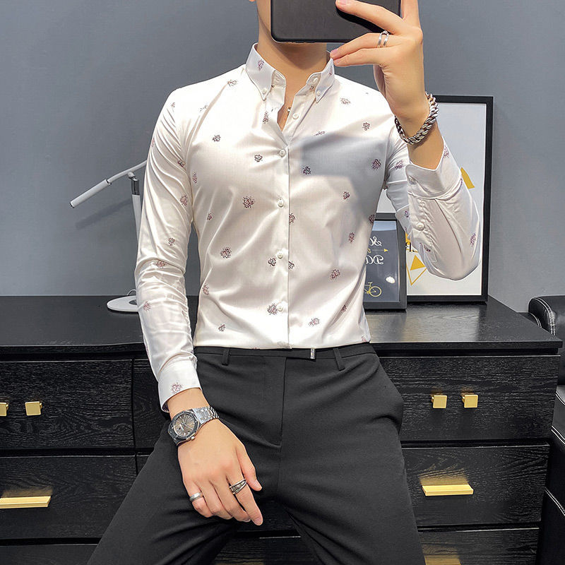 New 2021 Male Season Thin Floral Pattern Sleeve Long Shirt Lapel Custom Youth FC6N, Tender green
New 2021 Male Season Thin Floral Pattern Sleeve Long Shirt Lapel Custom Youth FC6N, Tender green