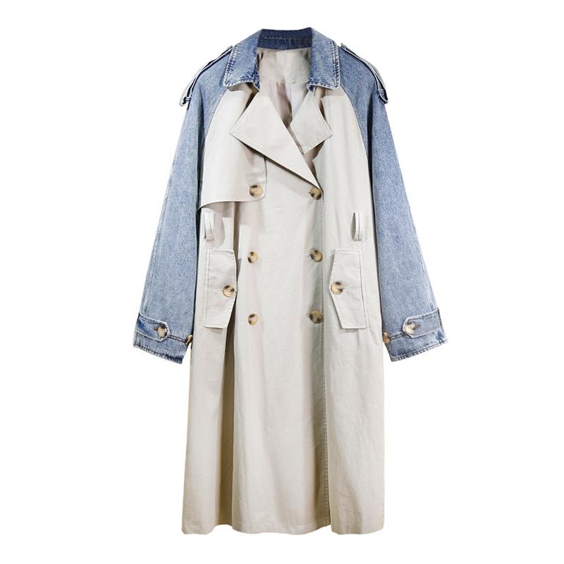 Patchwork Denim Ladies Plus Size Windbreaker Lapel Long Sleeve Loose Women's Windbreaker 2021 Autumn and Winter Denim Jacket, Khaki
Patchwork Denim Ladies Plus Size Windbreaker Lapel Long Sleeve Loose Women's Windbreaker 2021 Autumn and Winter Denim Jacket, Khaki