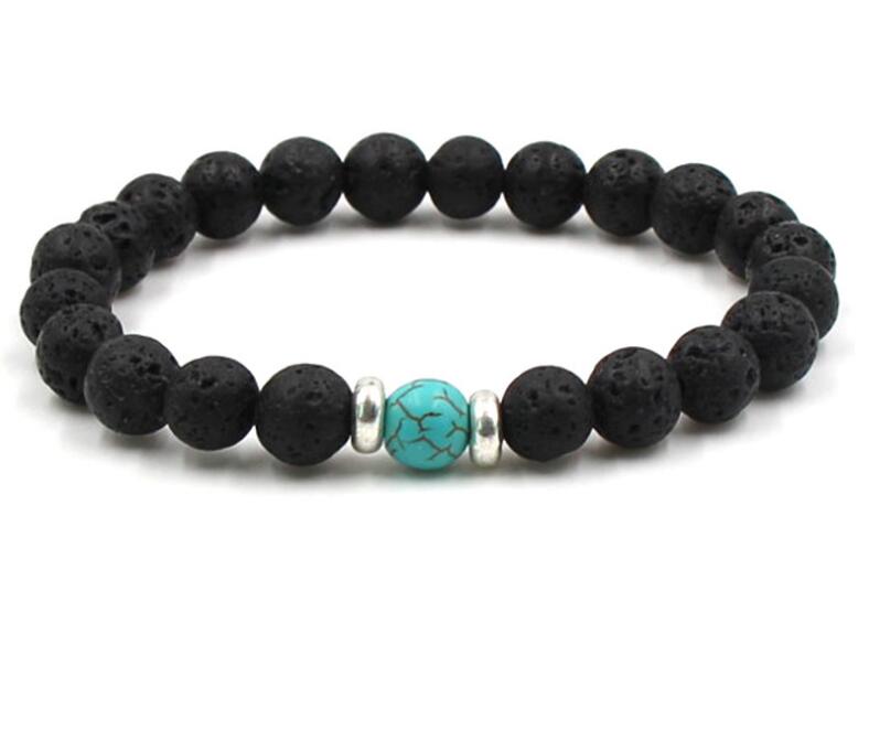 Black Natural Vocanic Rock Beaded Strand Bracelets Chakra Yoga Bracelet Essential Oil Diffuser Bracelets for Men Women Stone Hand Chain Wholesale Pric
