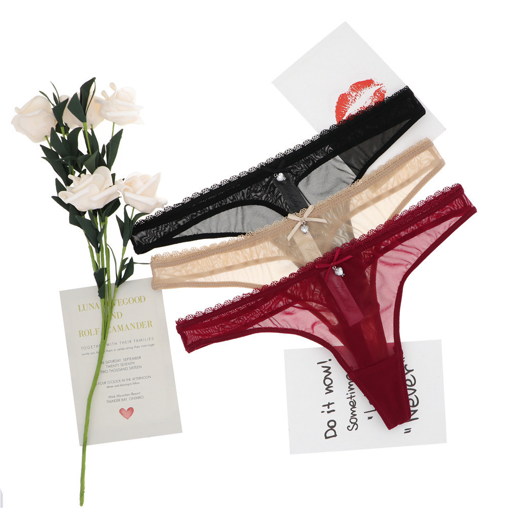 CYHWR Women's Sexy Sheer Panties Thong Mesh G-Strings Low Rise Brief Underwear, 3-Pack 201112